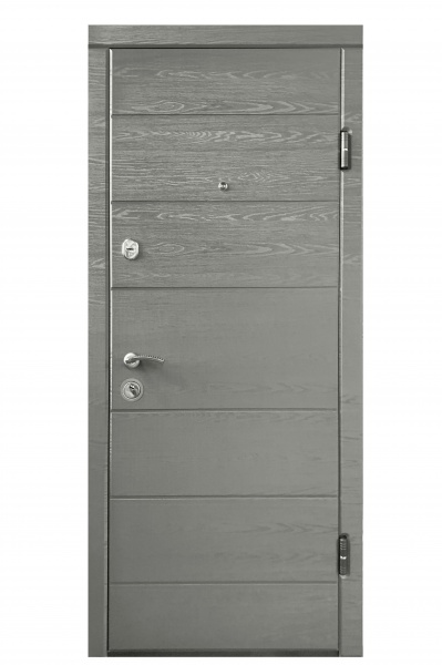 Двері вхідні Міністерство дверей Оптима 202 Мікс дуб грифель / дуб пломбір горизонт 2050х860 мм праві