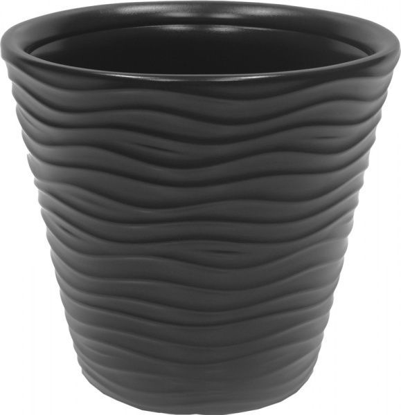 Горшок пластиковый Prosperplast Wave круглый 27л антрацит (71064-433) 
