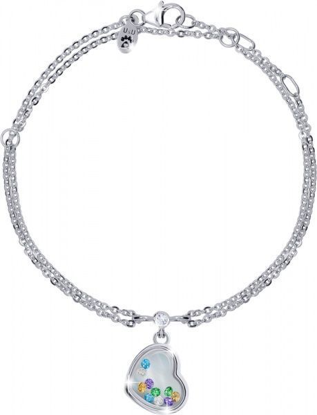 Браслет на ланцюжку UMa&UMi Серце мале з рухливими багатобарвними вставками