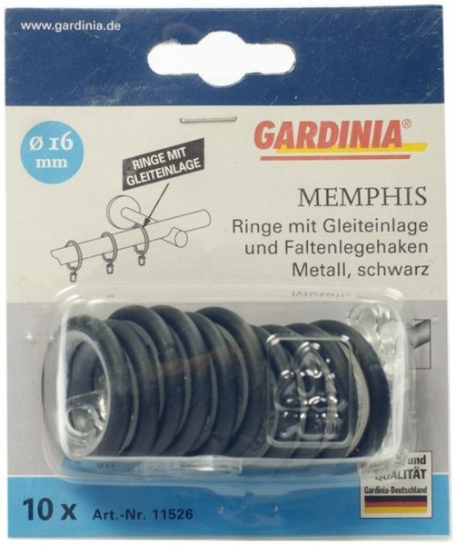 Кільце з гачком Gardinia Memphis набірний d16 мм чорний 