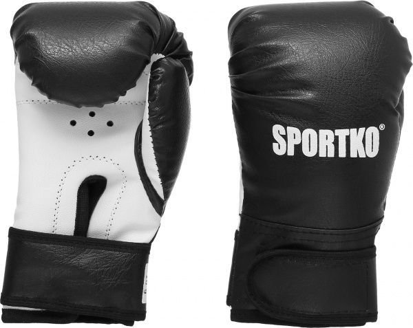 Боксерские перчатки SPORTKO 6oz черный с белым