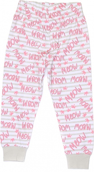 Пижама для девочек Funtime с длинным рукавом р.122 белый с розовым 