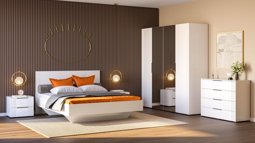 Шкаф Світ Меблів Амелия 3ДЗ 2200х1200х570 мм белый / белый глянец