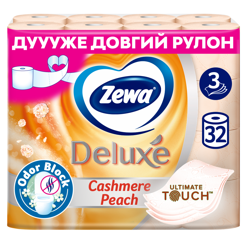 Туалетная бумага Zewa Deluxe с ароматом персика трехслойная 32 шт.