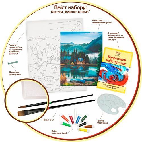Набор для юного художника картина Дом в горах Rosa Talent 