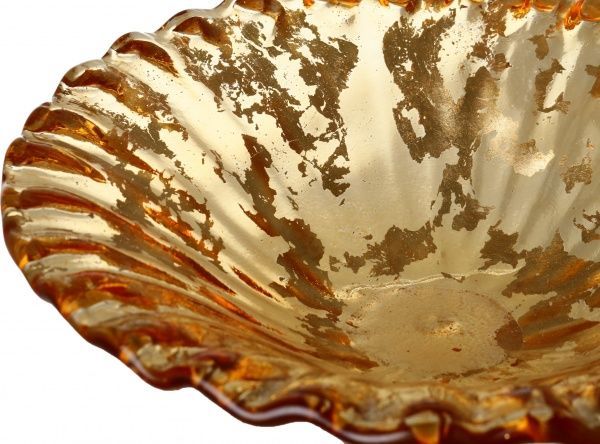 Фруктовница янтарная стеклянная Disco Costole 32 см Antonio Tammaro