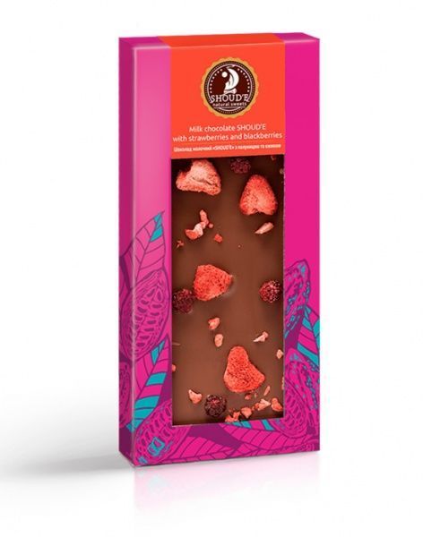 Молочний шоколад з полуницею і ожиною 100 г