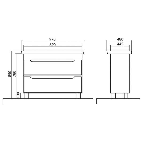 Тумба Аква-Родос Авалон 100 см с умывальником Belo 97 см