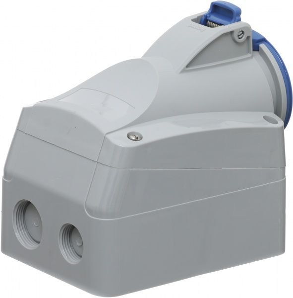 Розетка наружной установки с заземлением Legrand 16A 2К+З 230В IP44 серый с синим 555154