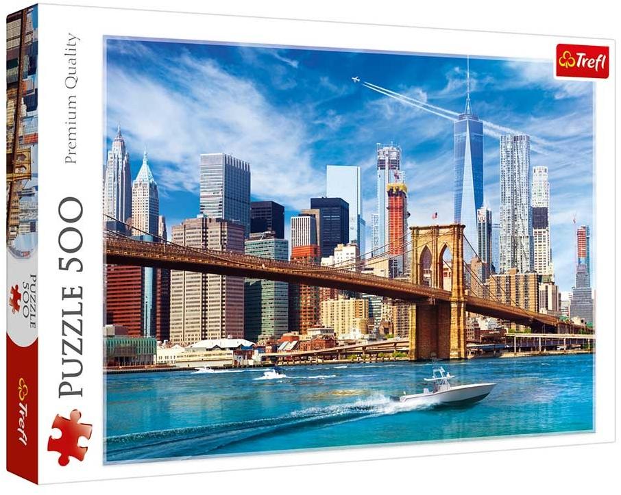 Набір пазлів Trefl (500 + 500 елементів) Амстердам (Голандія) та Вид на Нью-Йорк (США) 37428/37331
