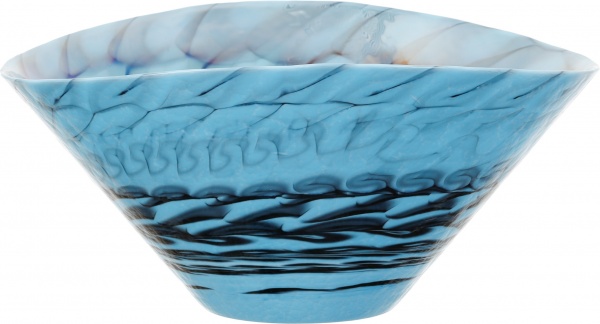 Фруктовниця Yalos Murano BELUS 18 см бірюзова з чорними нитками та перламутровим ефектом 