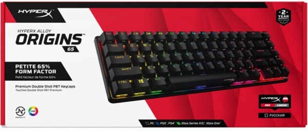 Клавіатура ігрова HyperX Alloy Origins 65 HX Red USB (4P5D6AX) black 