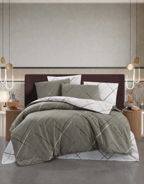 Комплект постельного белья Reflection 2 mocha белый с серым Begenal 