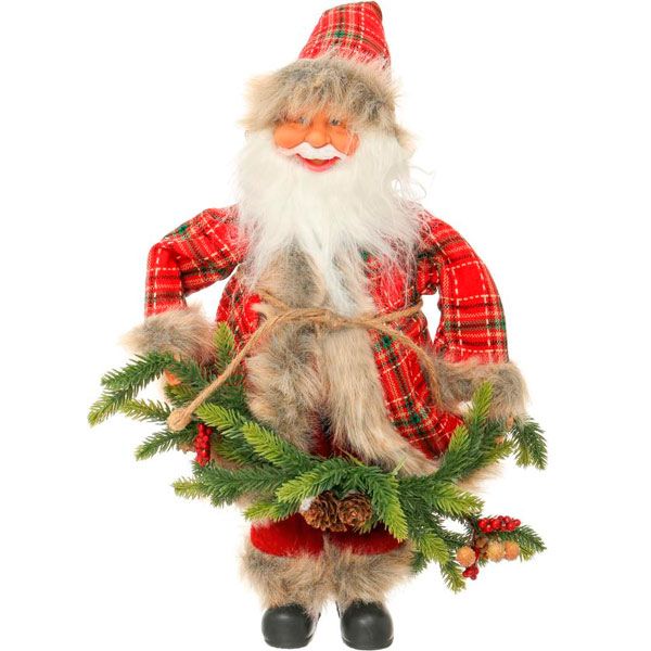 Фігура Дід Мороз лісовий S17102С 40 см червоно-сірий