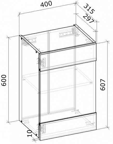 Шкаф верхний с витриной МС Снежана 40х61х31,5 см, белый Грейд