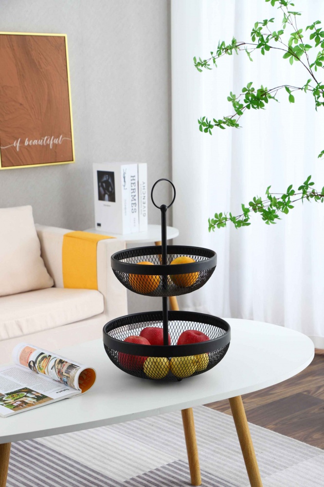 Корзинка для фруктов Flamberg Premium двойная Fernie 46х29,5 см черный металлическая