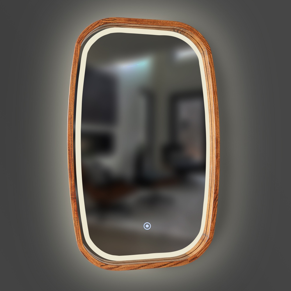 Зеркало со встроенной подсветкой Luxury Wood New Art SLIM LED ясень темный 600х900 мм