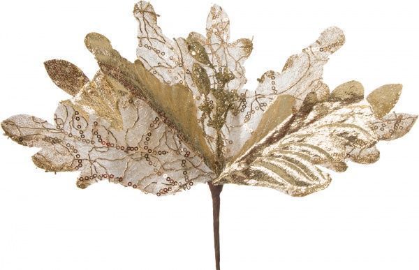 Декорация новогодняя Веточка пуансетии 28 см EY15966