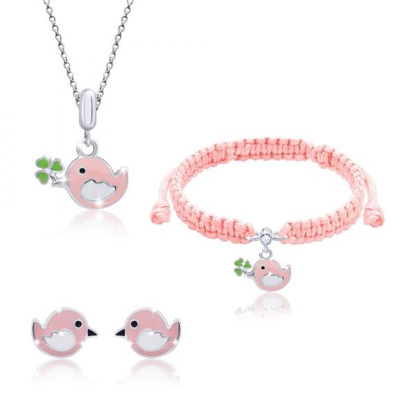 Серьги-пусеты UMa&UMi Птичка розовая