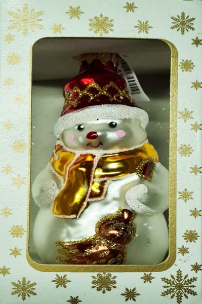 Елочная игрушка Полимер Снеговик с метлой 10 см