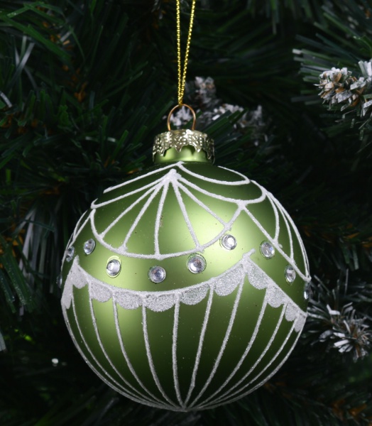 Елочная игрушка в форме шара с узором 8 см 