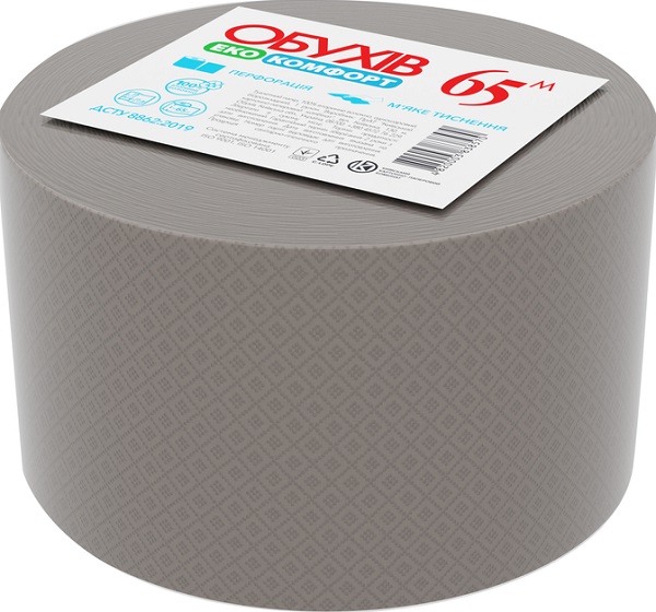 Туалетний папір ОБУХІВ 65 Еко Комфорт 520 відривів одношаровий 1 шт.