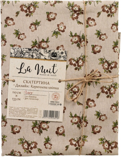 Скатерть Lucy цветок 133x110 см коричневый La Nuit 