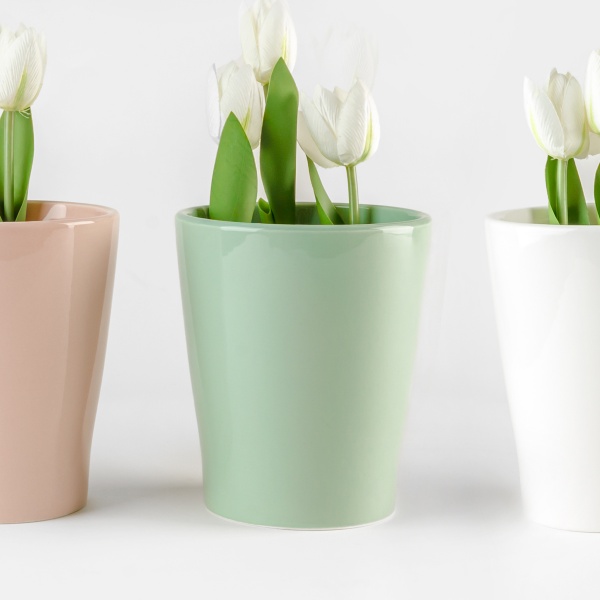 Горщик керамічний круглий 1,6 л зелений (DH-FLOWERS-29 GREEN) 