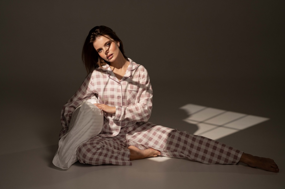 Піжама жіноча German Volf принт клітинка р. S фіолетовий