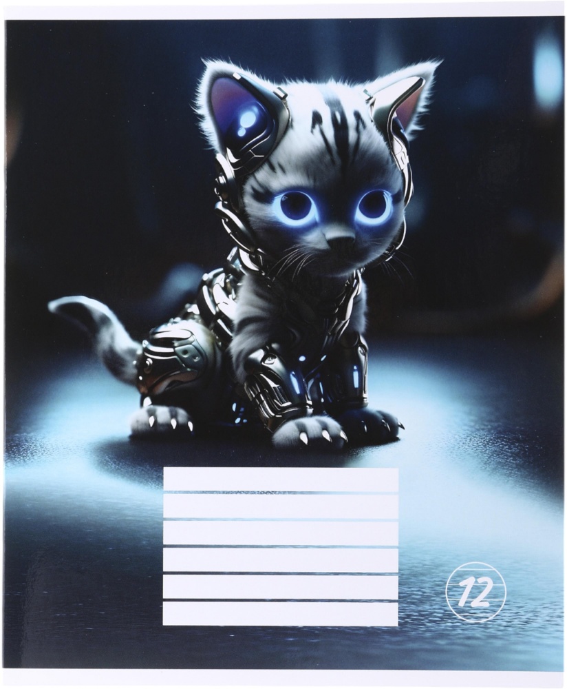 Тетрадь школьная Robot cat_25 12 листов скоба, линия Nota Bene