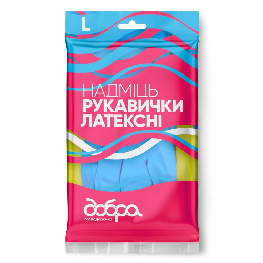 Перчатки латексные Добра господарочка «Надміць» суперкрепкие р.L 1 пар/уп.
