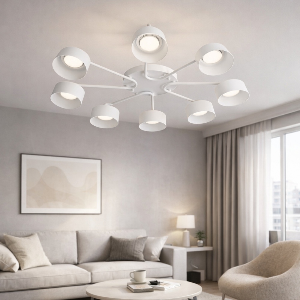 Люстра стельова LIGHT SET DUSHA MS228 8x12 Вт GX53 білий/молочний