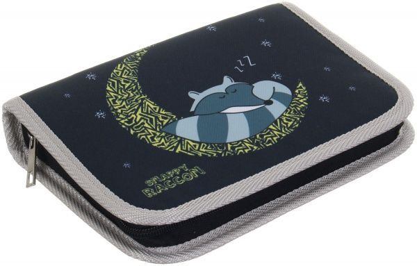 Пенал школьный на замке 21x13,5x4 см Raccon серый с рисунком