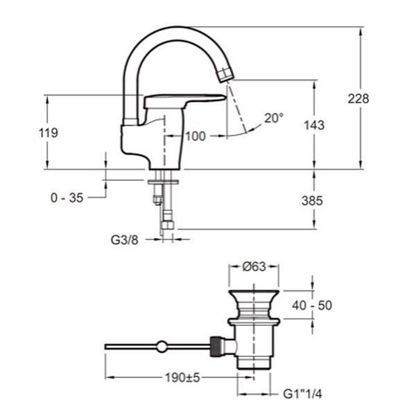 Змішувач для умивальника Jacob Delafon Kandel E661RU-CP