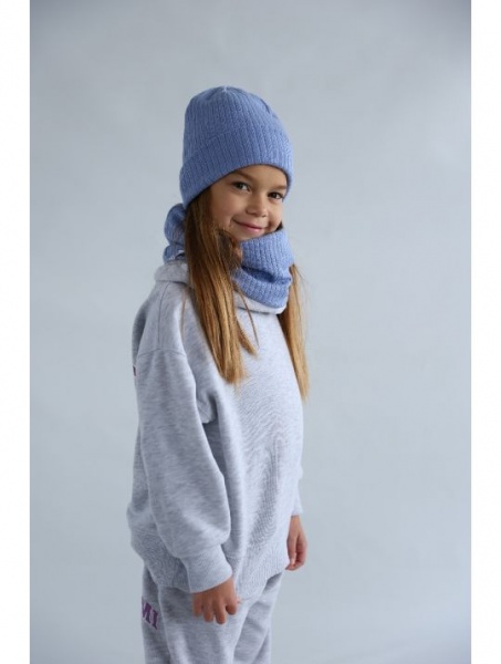 Комплект шапка + снуд для девочек Dembo House Кекилия р.52 голубой 23.01.025 