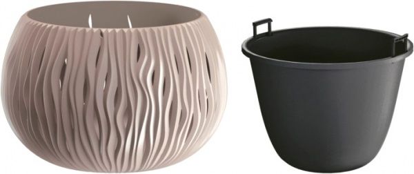 Горщик пластиковий Prosperplast Sandy Bowl 2 в 1 круглий 1,4л мокко (22981-7529) 