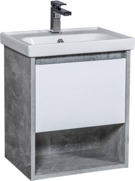 Тумба підвісна ScandiSPA Edda бетон з умивальником Frame 50 см