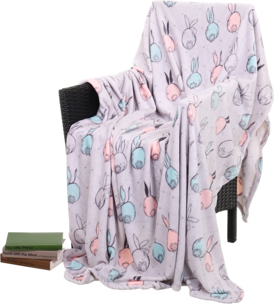 Плед Frannel Rabbit 160x200 см світло-сірий із принтом La Nuit 