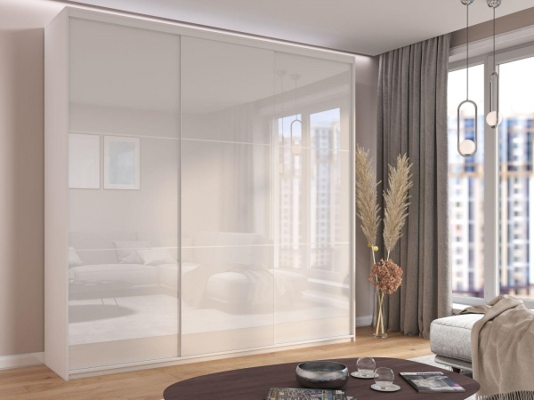 Шкаф-купе SLIM Viskonta ДСП 2400x600x2400 мм белый двери / стекло