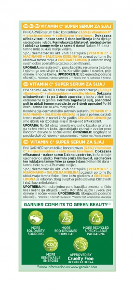 Сыворотка Garnier Skin Naturals с витамином С для уменьшения видимости пигментных пятен, выравнивания тона и сияния кожи лица 30 мл