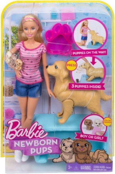 Игровой набор Barbie Кукла с щенками FBN17
