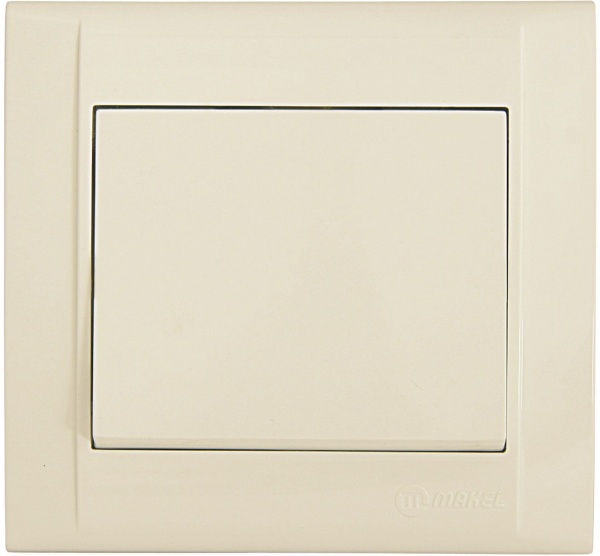 Вимикач прохідний одноклавішний Makel Defne без підсвітки кремовий 42010005