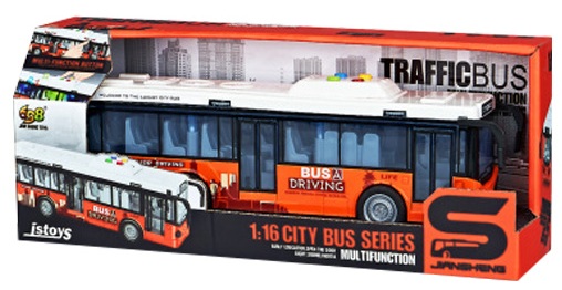 Автобус CARS S помаранчевий 1:16 (інерція, звук, світло, двері відчиняються) 1:16 CJ-4073621