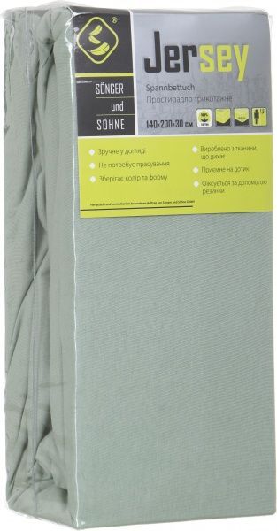 Простынь на резинке трикотажная 140x200 см светло-зеленый Songer und Sohne 