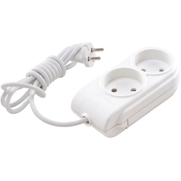 Удлинитель Makel с защитными шторками без заземления 2 гн. белый 3 м N2010041 