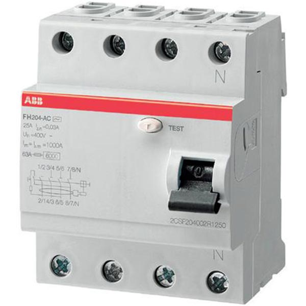 Дифференциальное реле  ABB FH204 AC-25/0,03 25A 30 мА 4P 2CSF204002R1250