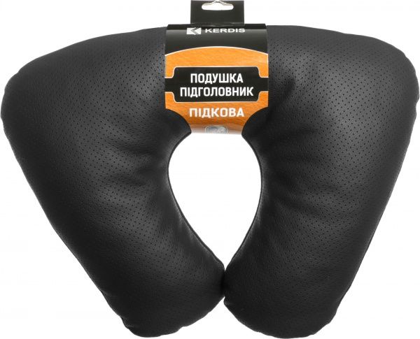 Подушка-подголовник Kerdis Подкова черная с перфорацией 