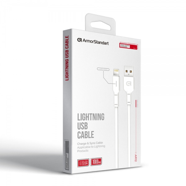 Кабель Armorstandart AR12 Lightning 3A 1m White белый (ARM59531) 