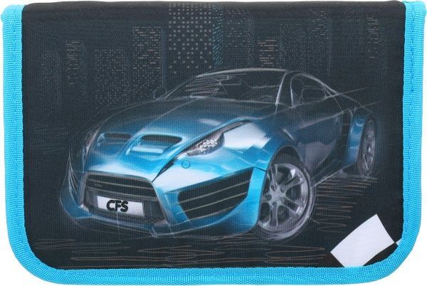 Пенал школьный Машина черно-голубой