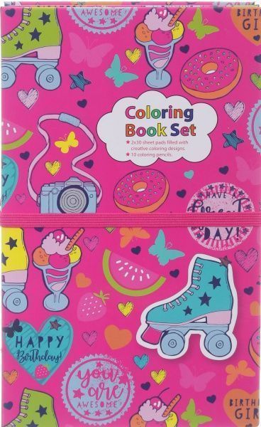 Набор раскраска Birthday girl и карандаши цветные 10 шт. 